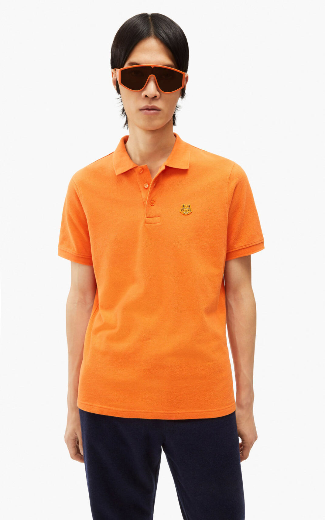 Kenzo Tiger Crest Polo Hombre Naranjas | 2091764-VE